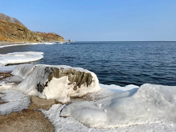 Côte Mer Japon Proximité Vladivostok Hiver Russie — Photo