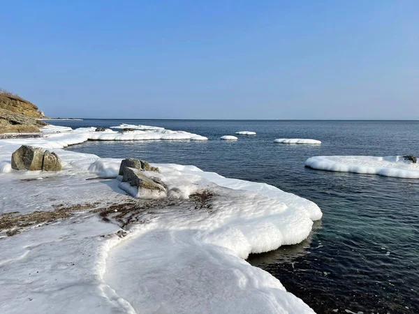 Côte Mer Japon Proximité Vladivostok Hiver Russie — Photo