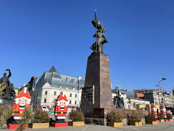 Vladivostok Rusia Enero 2022 Rusia Vladivostok Plaza Los Combatientes Revolución —  Fotos de Stock