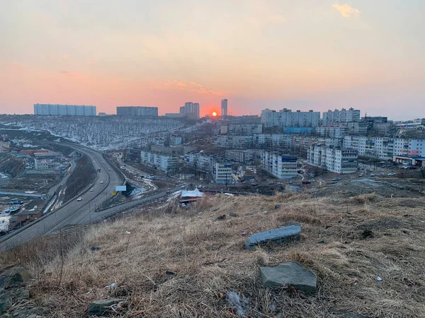 Area Tikhaya Bay Vladivostok Sunset Russia — Stock Photo, Image