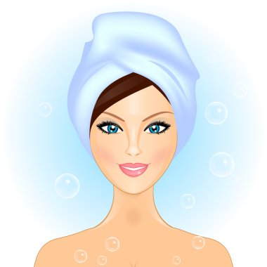 Vektör çizimi kız banyoda / spa
