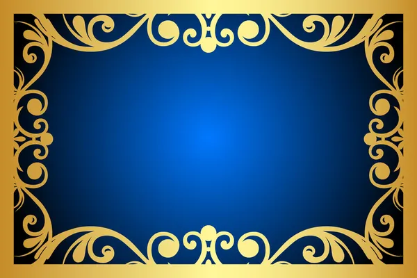 Vector floral blue and gold frame — Stock Vector