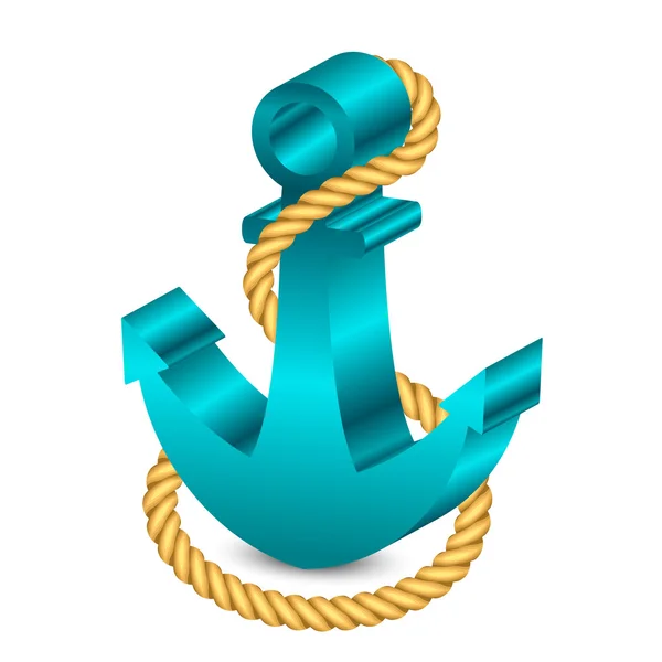Vector 3d illustration of anchor with rope — Stock Vector