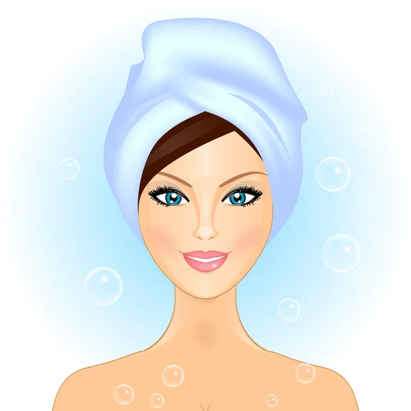 Vector illustratie van meisje in badkamer / spa — Stockvector