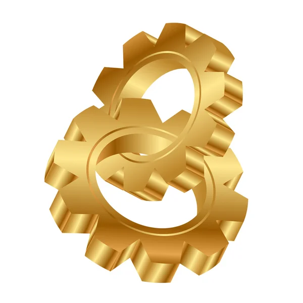 Векторная 3D иллюстрация золотых зубчатых колес — стоковый вектор