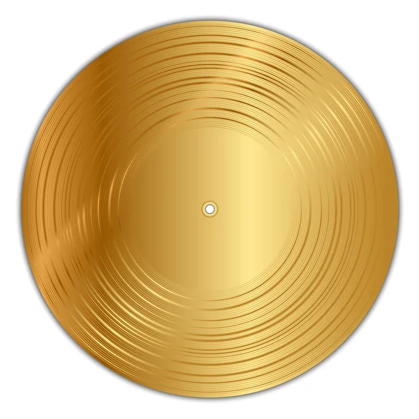 Vector illustration of golden vinyl record — Stock Vector