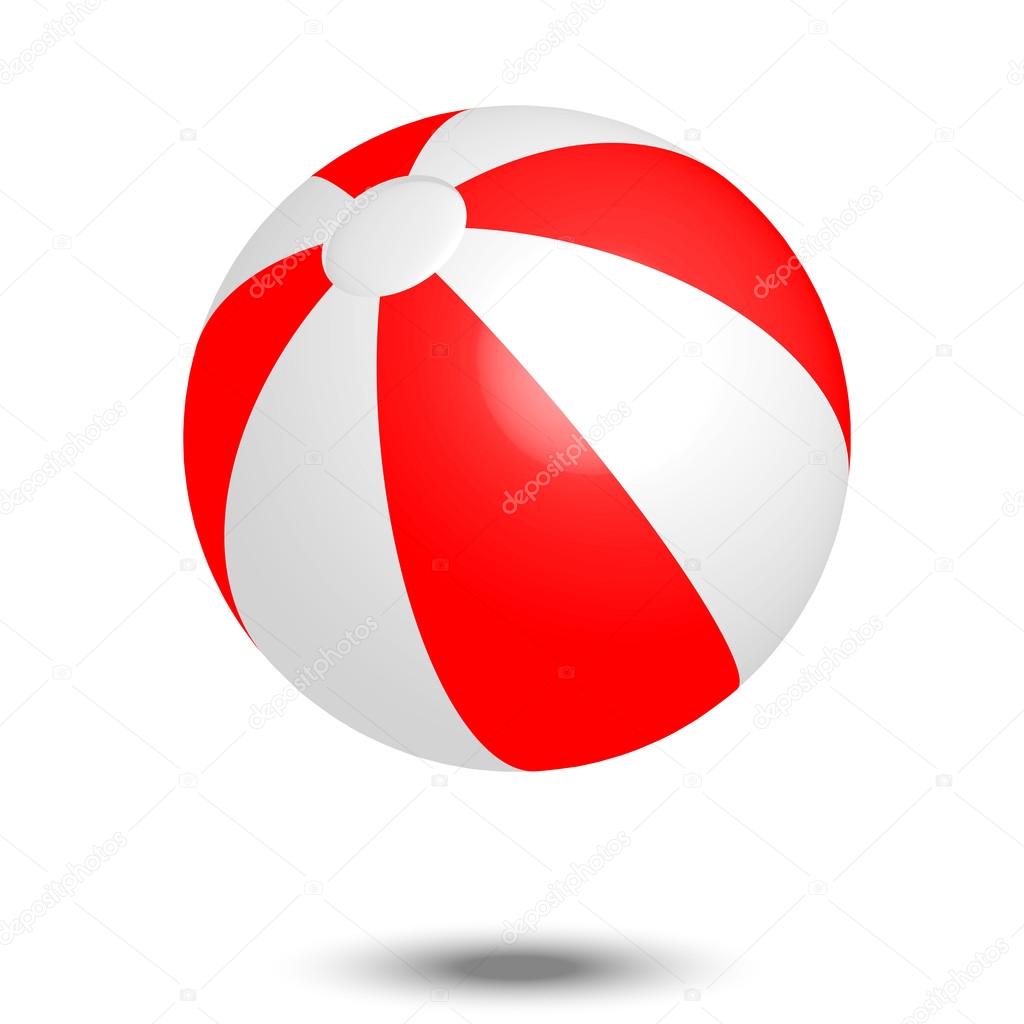 Vector illustration of red & white beach ball