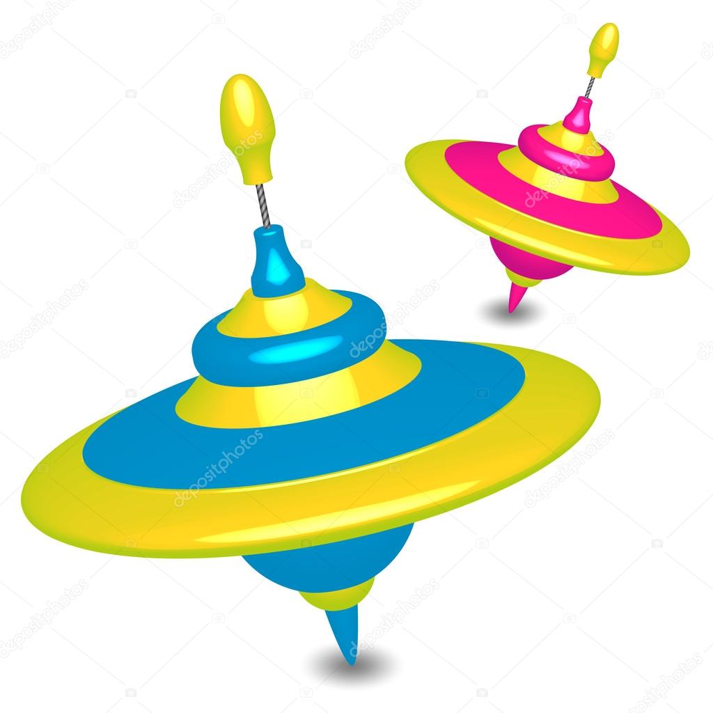 Vector illustration of colorful humming-tops