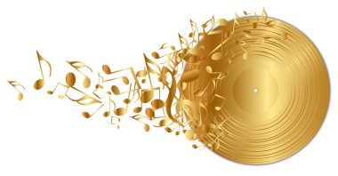 Altın vinil kayıt notları ile vektör çizim