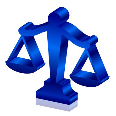 Vector 3d icon of justice scales clipart