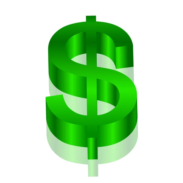 Vector 3d groene dollar symbool — Stockvector