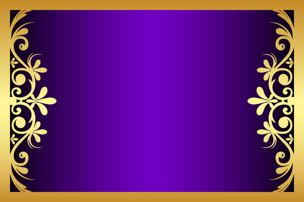 Vector floral purple and gold frame