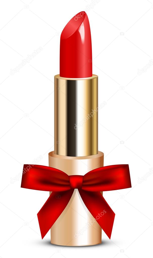 Vector illustration of red lipstick with bow