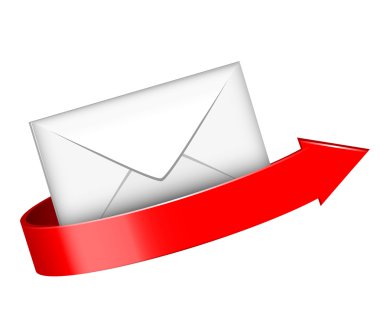 Vector illustration of envelope and red arrow clipart