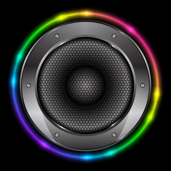 Fondo colorido vectorial con altavoz de sonido — Vector de stock