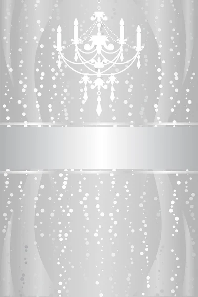 Marco de plata brillante con lámpara de araña — Vector de stock