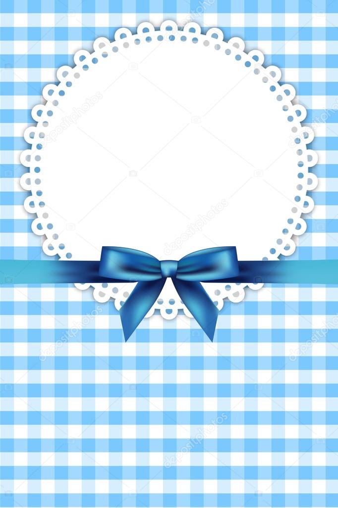 Vector blue frame with napkin and ribbon