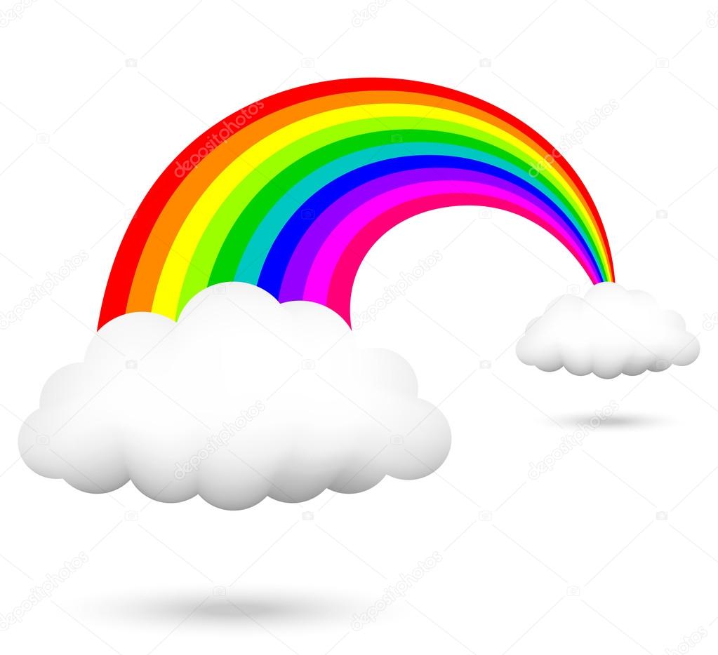 Vector illustration of rainbow and clouds