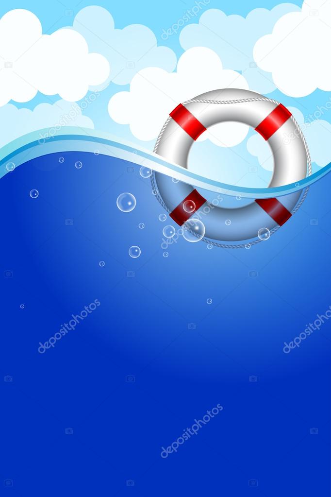 Vector illustration of Life Buoy in water