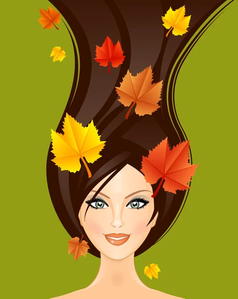 Vektorillustration der Herbst-Frau — Stockvektor