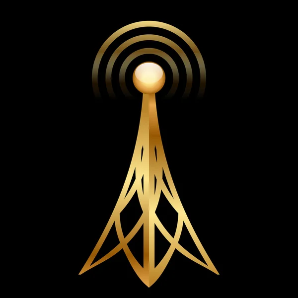 Vector icono de la antena de oro — Archivo Imágenes Vectoriales