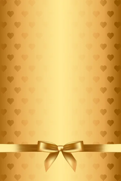 Vecteur fond d'or avec des coeurs et arc — Image vectorielle
