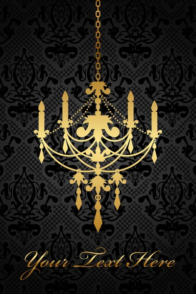 Vector black background with gold chandelier — Stock Vector