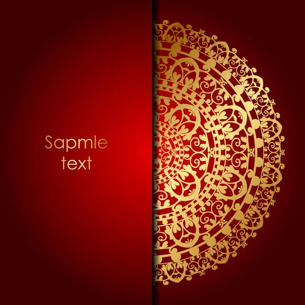 Fond rouge vectoriel avec ornement en or — Image vectorielle