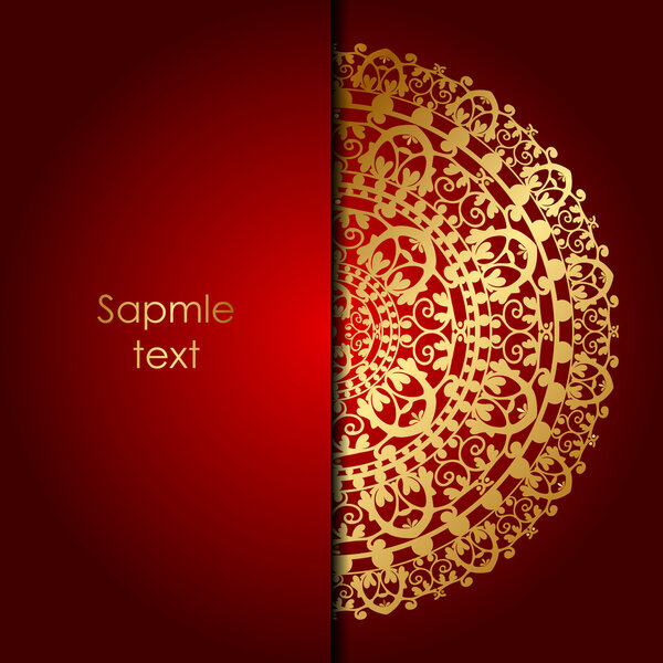 Vector red background with gold ornament