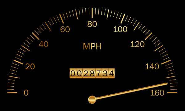 Vector illustration of black and gold speedometer