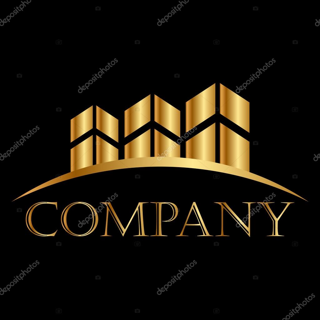 Vector gold buildings icon white space for your text