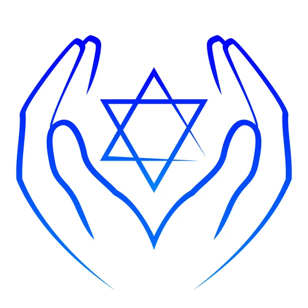 Vektor-Symbol - Hände halten Stern von David — Stockvektor
