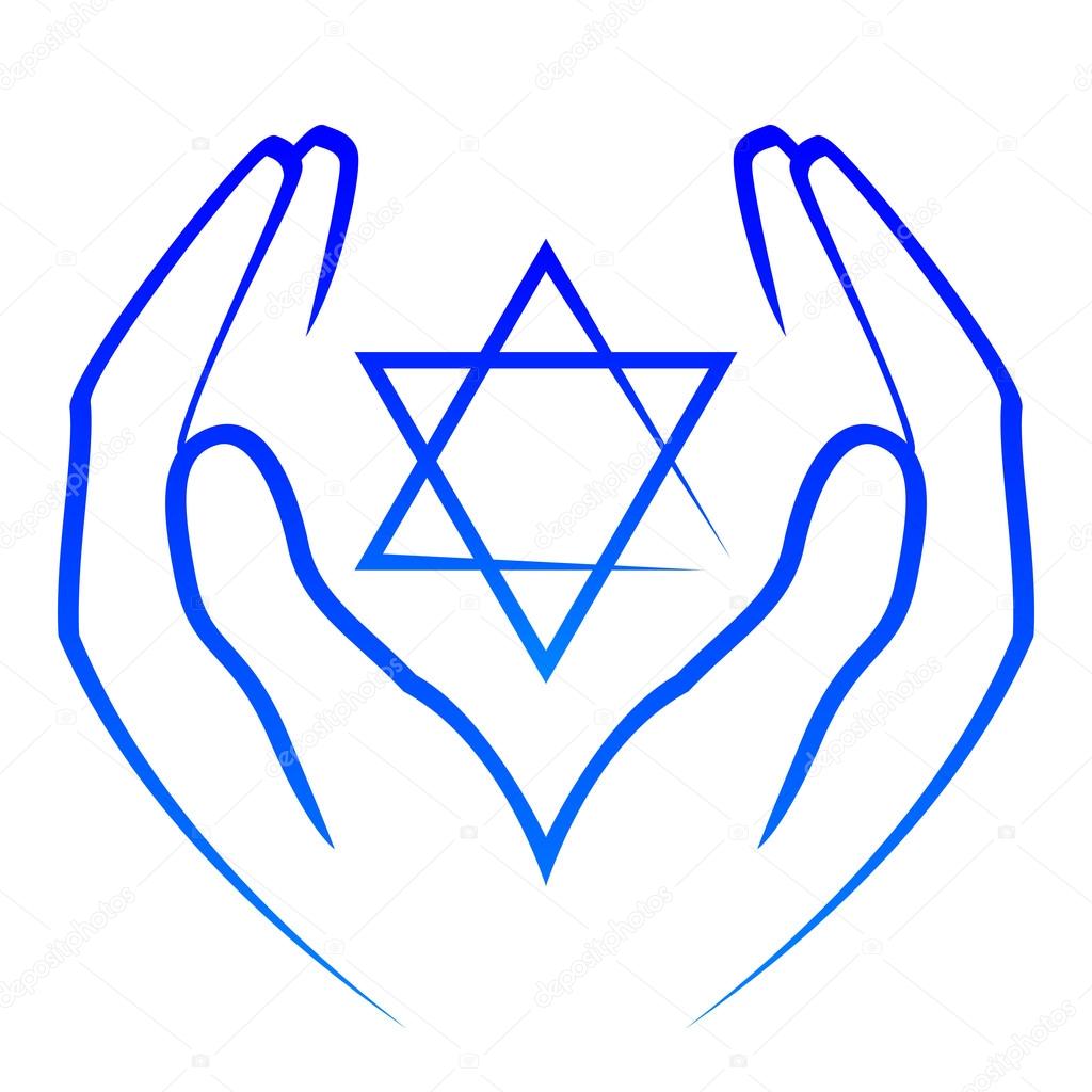 Vector icon - hands holdin star of David