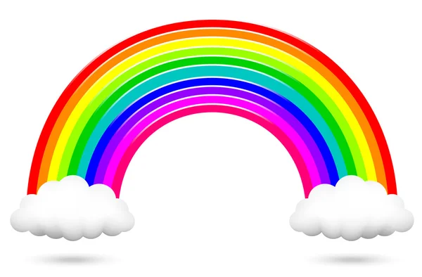 Векторная иллюстрация красочной радуги и облаков — стоковый вектор