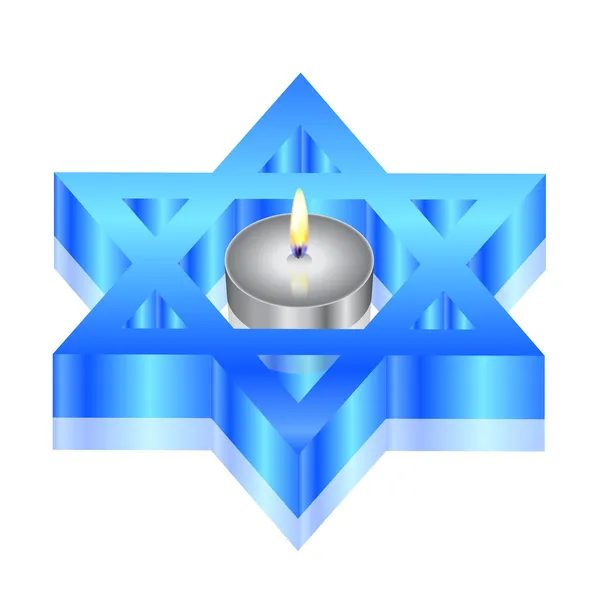 Vector illustration of star of David with candle — Stock Vector