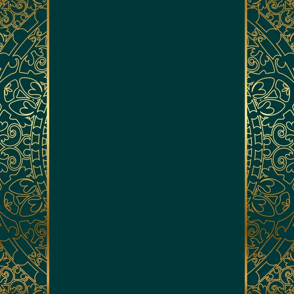 Vector turquoise & gold ornate border — Stock Vector
