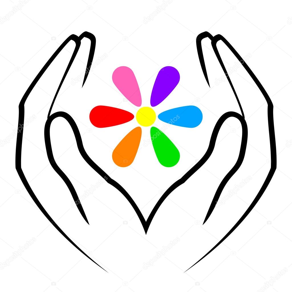 Vector illustration of hands and flower
