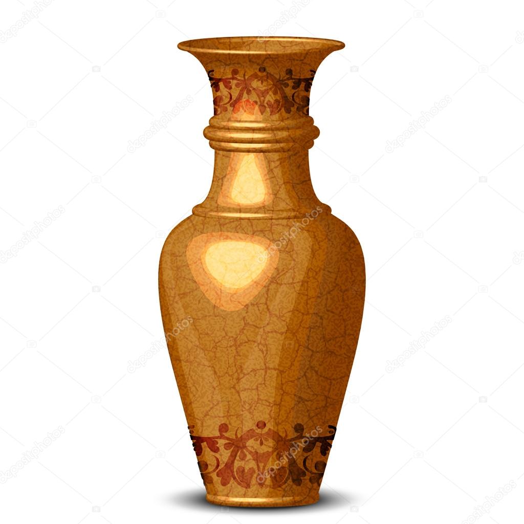 Vector illustration of golden ornate vase