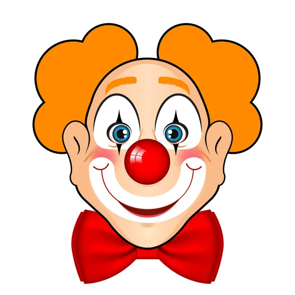 Vector illustration of smiling clown with red bow — Stock Vector