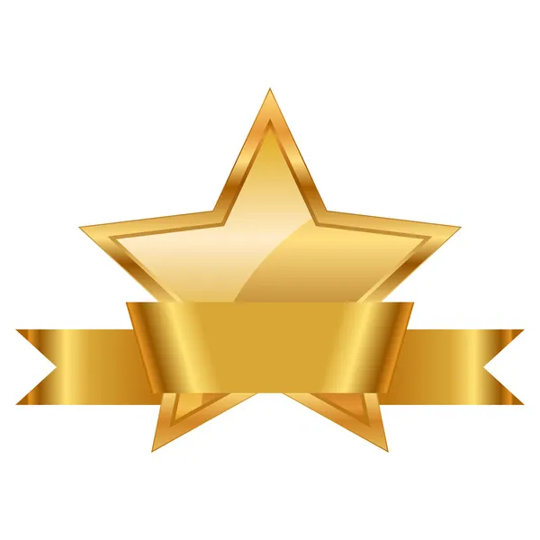 Prêmio estrela de ouro com fita brilhante — Vetor de Stock