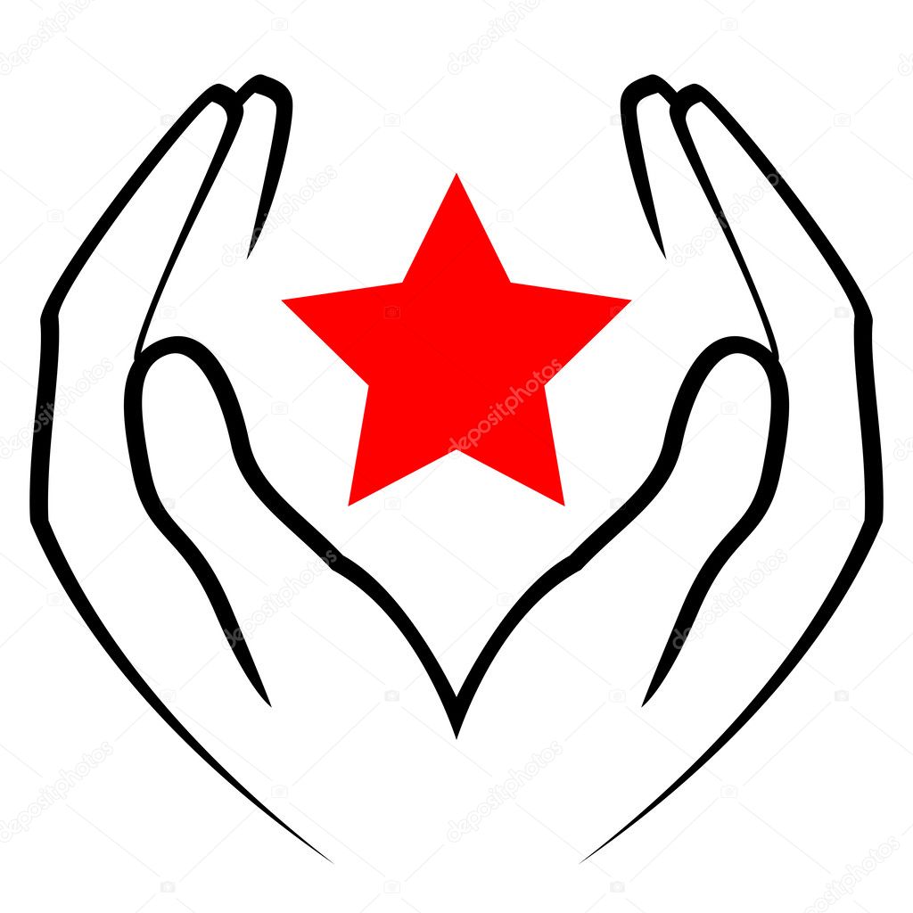 Vector icon - hands holding red star