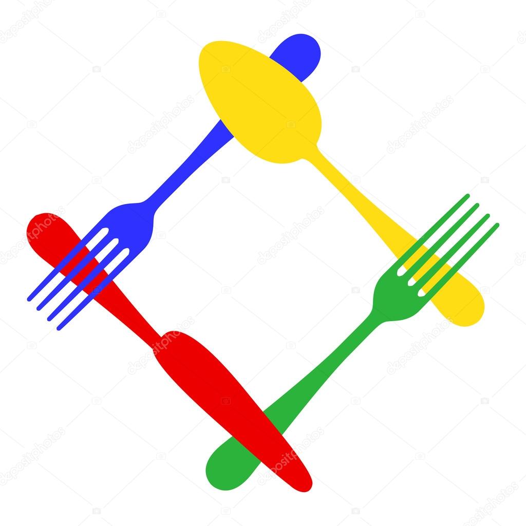 Vector colorful cutlery frame
