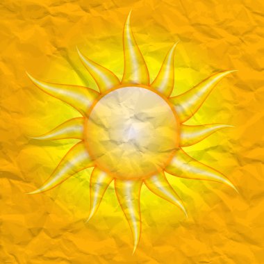 Damage by the sun - vector crumpled background with sun clipart