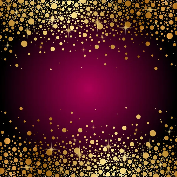 Vector maroon background with gold sparkles — Stock Vector