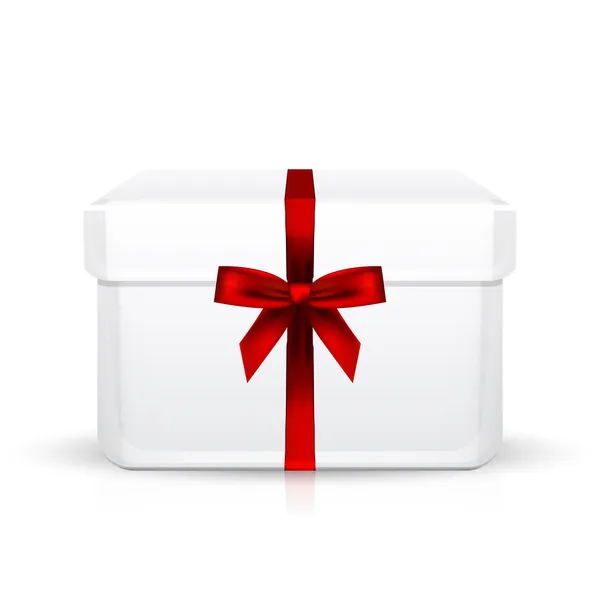 Vector gift box with red ribbon — Stock Vector