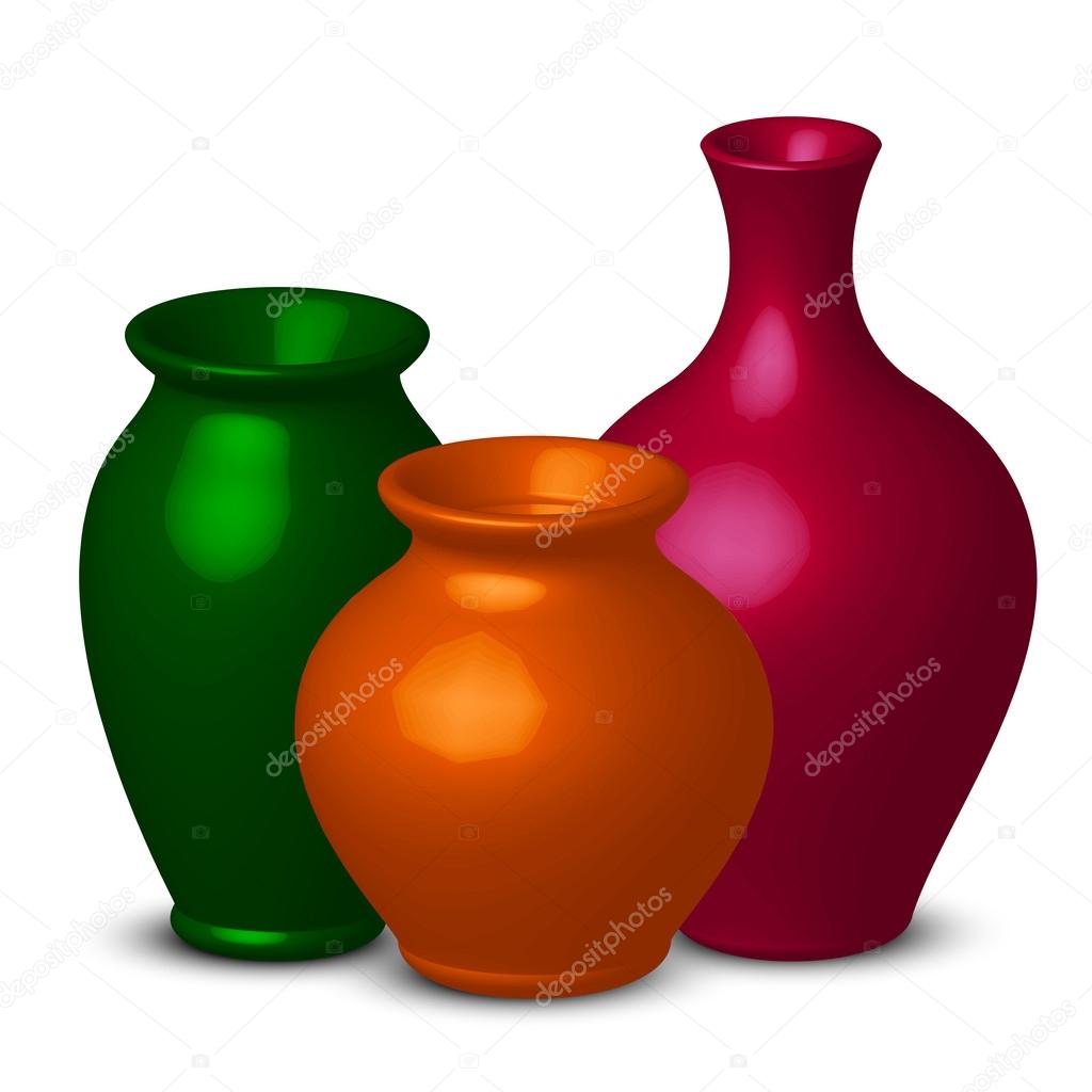 Vector illustration of colorful vases