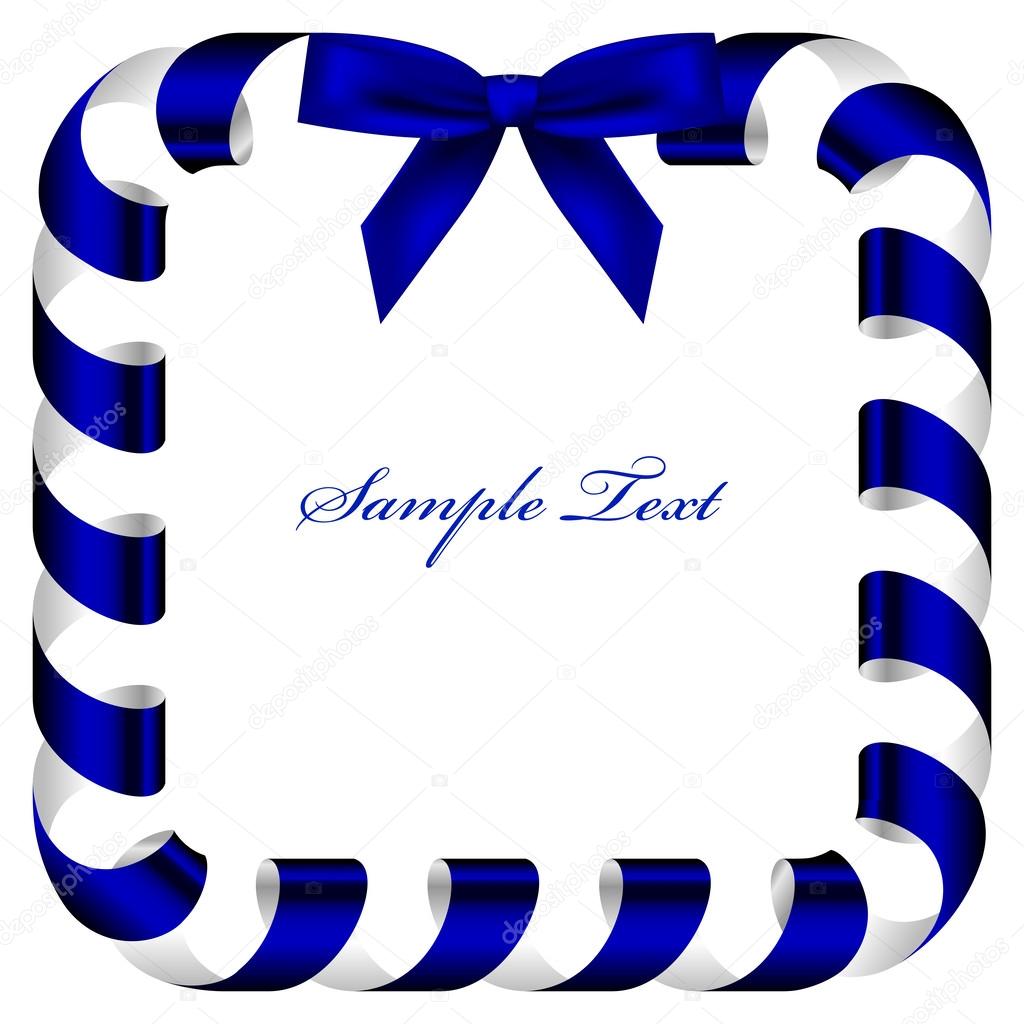 Vector frame with blue ribbon