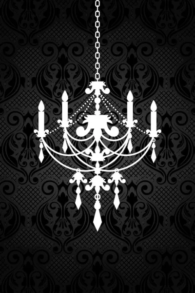 Vector black wallpaper with chandelier — Stock Vector