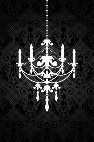 Vector black wallpaper with chandelier