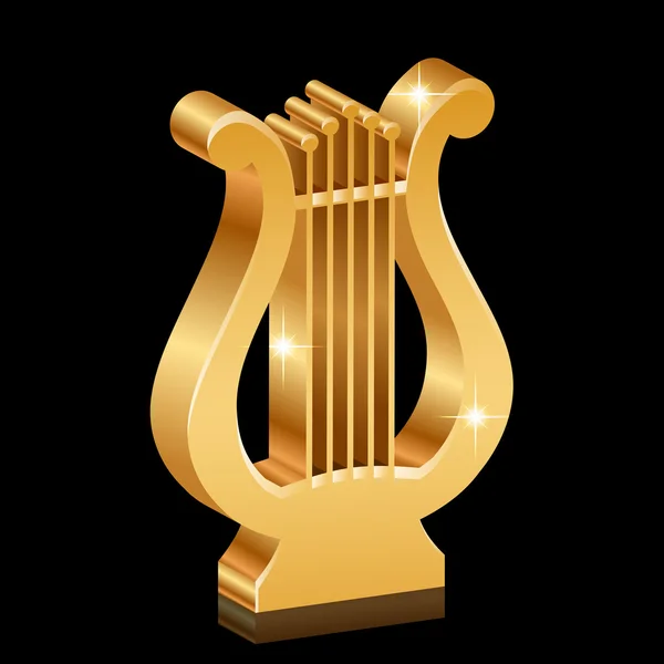 Vector illustration of gold shiny lyre — Stock Vector